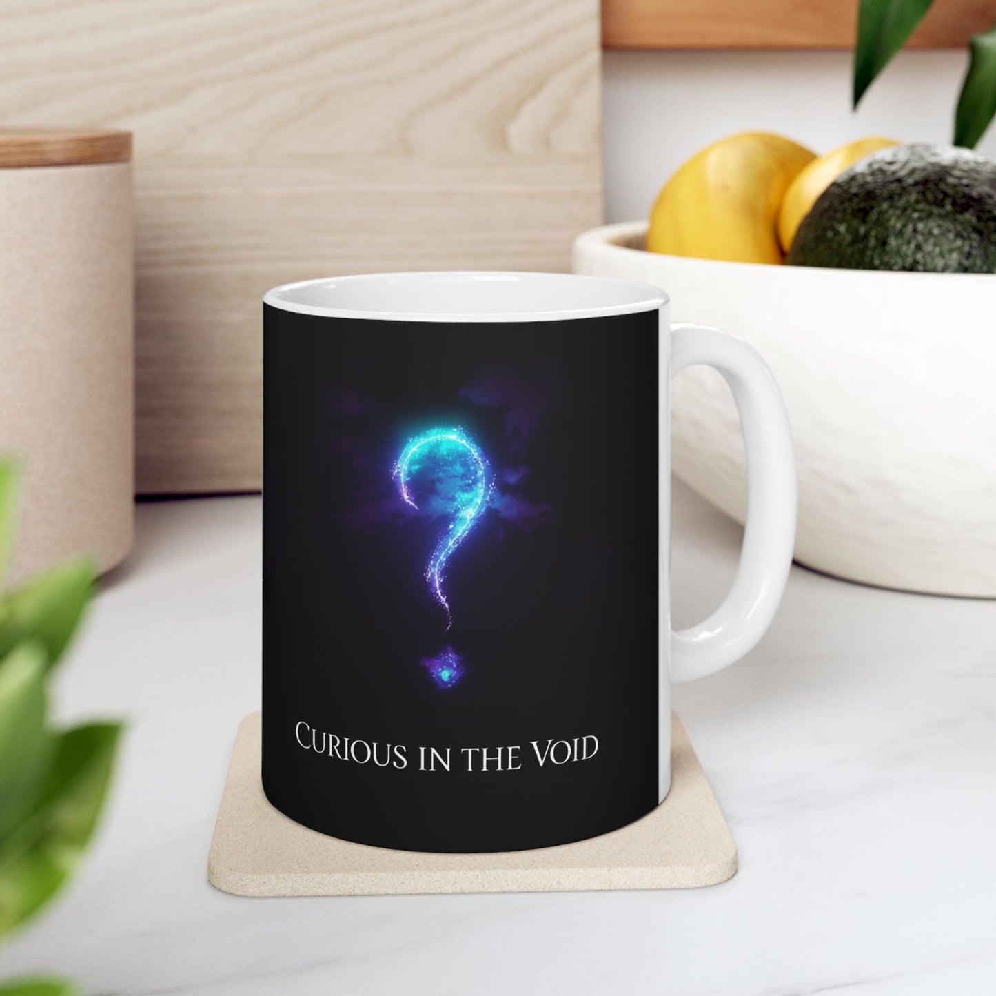 Curious in the Void | Glowing Question Mark Mug | EchoVoid 11oz
