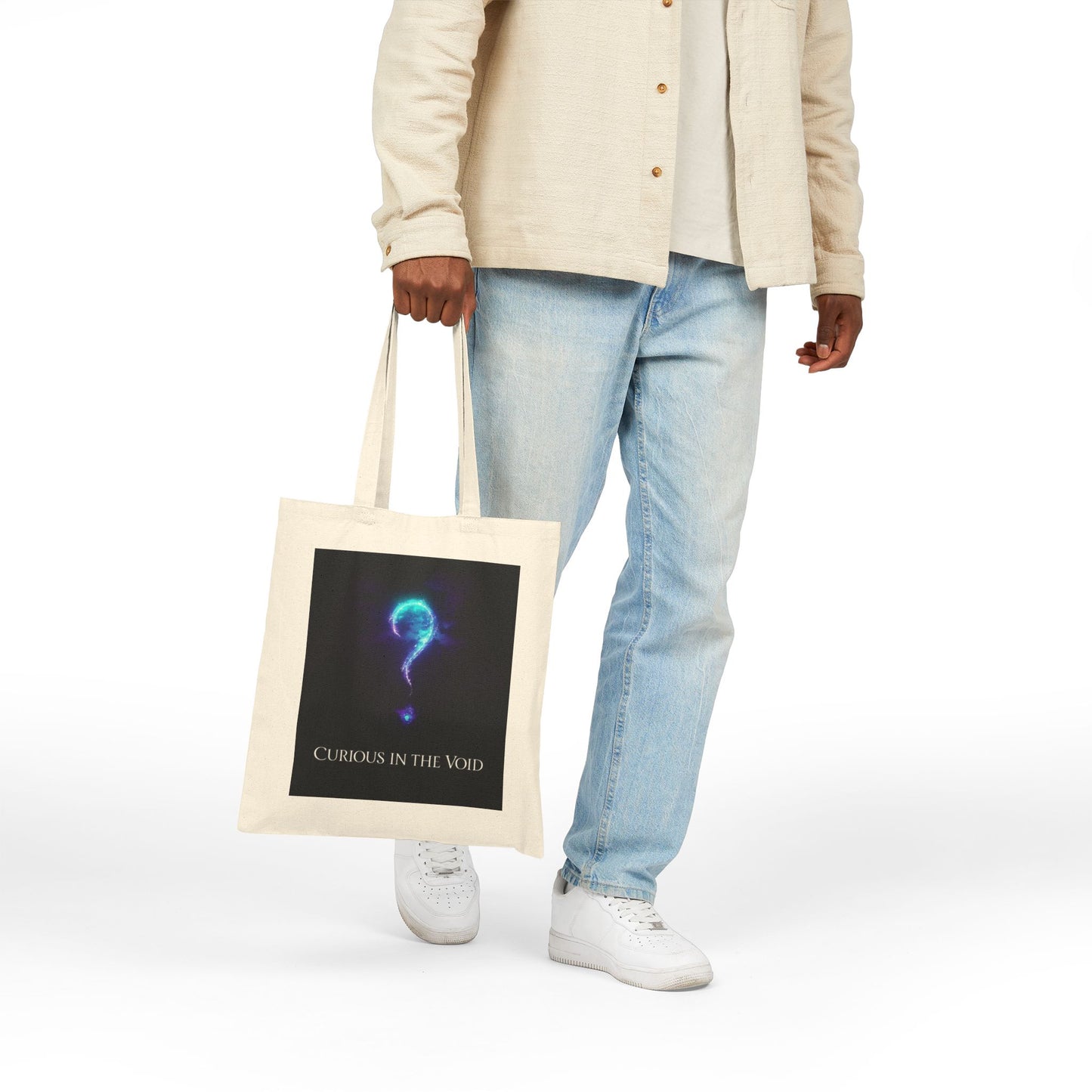 Curious in the Void | Glowing Question Mark Tote Bag | EchoVoid