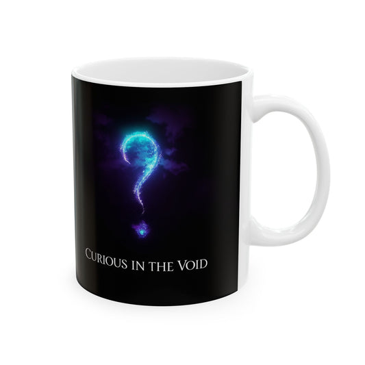 Curious in the Void | Glowing Question Mark Mug | EchoVoid 11oz