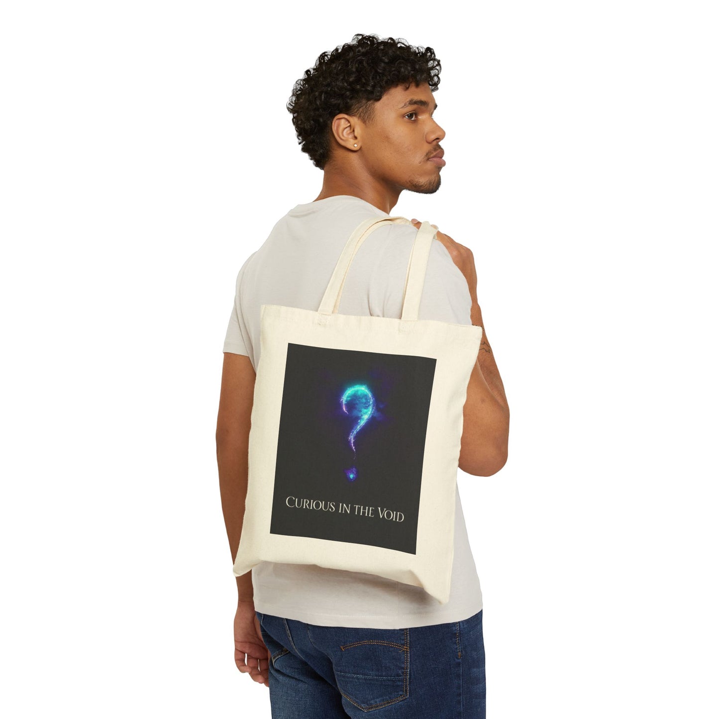 Curious in the Void | Glowing Question Mark Tote Bag | EchoVoid