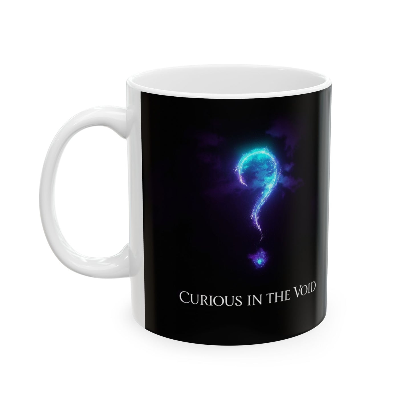 Curious in the Void | Glowing Question Mark Mug | EchoVoid 11oz
