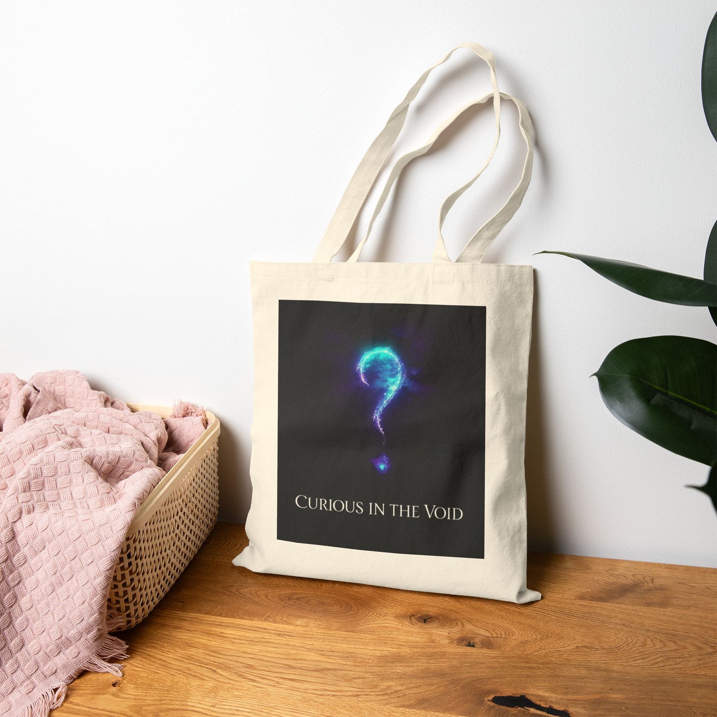 Curious in the Void | Glowing Question Mark Tote Bag | EchoVoid
